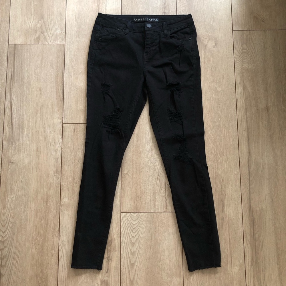 Size 3 Distressed Black Skinny Jeans